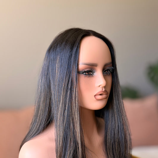 The Jamie: 18" - Darkest Natural Brown w/ Highlights - Size SM (Lace cut)